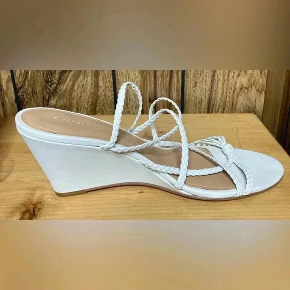 SIGERSON MORRISON White Braided Leather Strappy Wedge Sandal Sz 39 Shoes Maddie - Picture 7 of 10